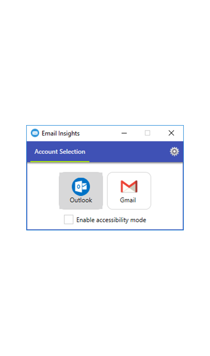 Screenshot of email account selection