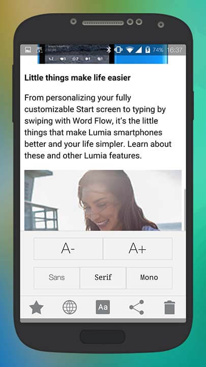 Screenshot of app and text: Little things makes life easier