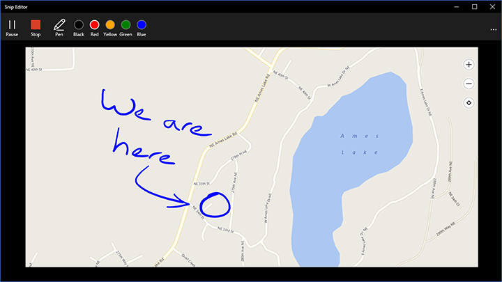 Screenshot of voice annotated map snippet