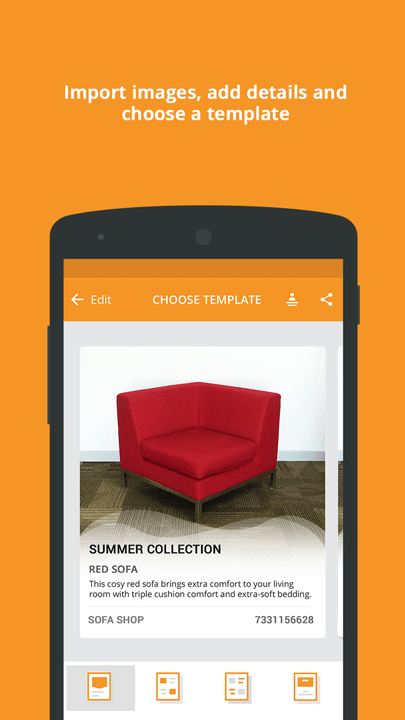 Import images, add details and choose a template