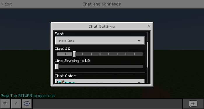 Minecraft accessible chat features settings menu