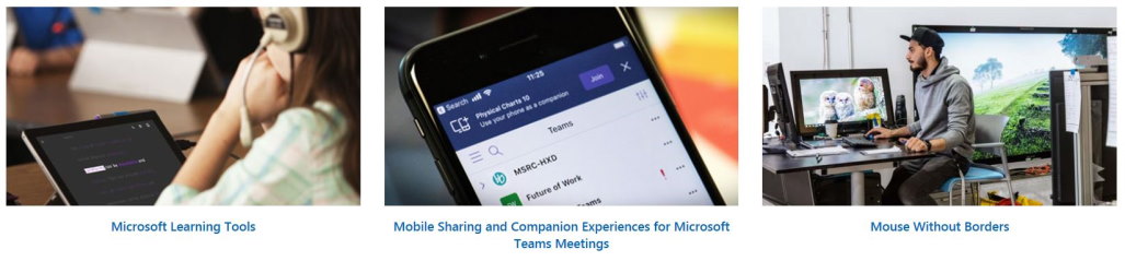 Wall of Fame inductees: Microsoft Learning Tools, Mobile Sharing and Companion Experiences for Microsoft Teams Meetings, Mouse Without Borders