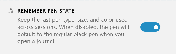 Screenshot of the Remember Pen State description and toggle